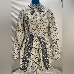 Elevenses Dress or Jacket Chambray Denim & White Eyelet Button Up Dress Jacket